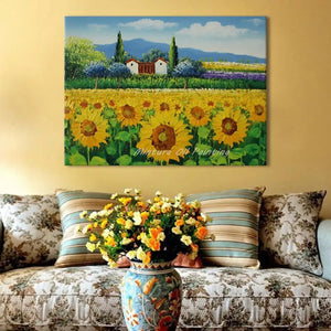 Mintura Hand-Painted Thick Sunflower Oil Painting On Canvas,Handmade Landscape Wall Art,Pictures For Living Room,Home Decoration