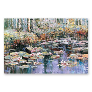 100% moderno pintado a mano Monet flor de loto pintura al óleo reproducción lienzo arte de pared pinturas sin marco imagen de pared obra de arte