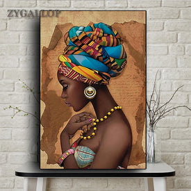 Afrika Wandkunst Leinwand Malerei Schwarze Frau Poster und Drucke Wandbilder für Wohnzimmer Dekoration Moderne Wohnkultur Cuadro