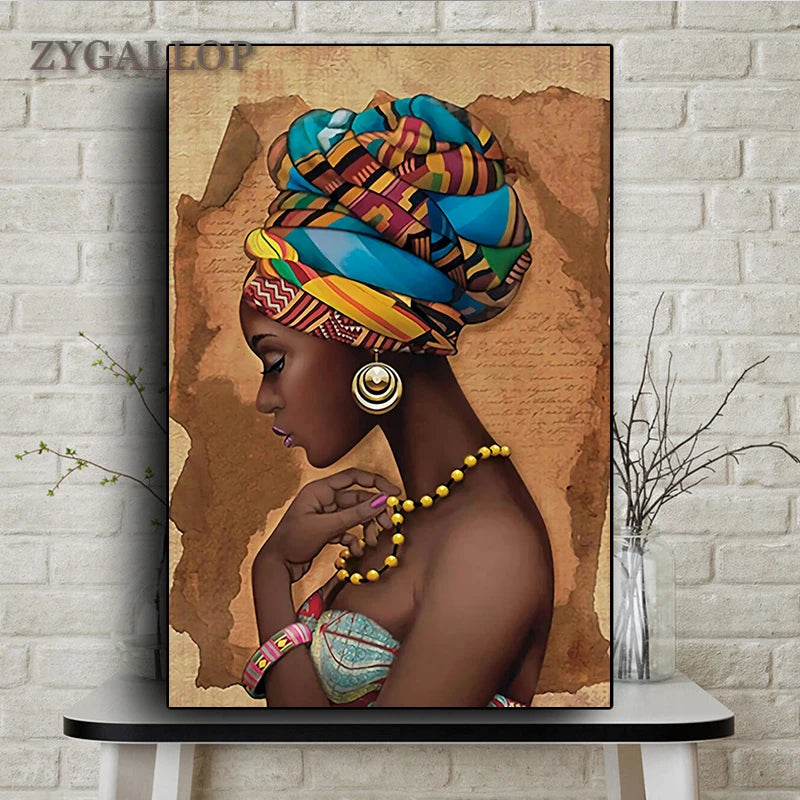 Africa Wall Art Canvas Painting Black Woman Posters and Prints Wall Pictures for Living Room Decoration Modern Home Decor Cuadro