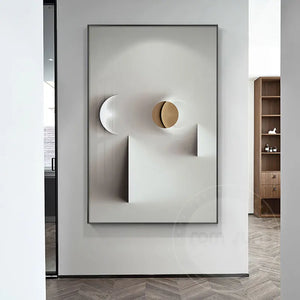 Cuadro sobre lienzo para pared geométrico abstracto moderno, póster de estilo Industrial blanco y negro, imágenes de pared impresas para decoración para sala de estar