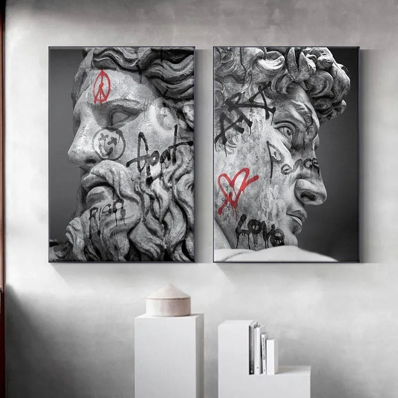 Statua greca astratta Scultura in gesso Pittura su tela Opere d'arte David Art Poster e stampe Immagini a parete per la decorazione del soggiorno
