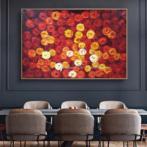 Mintura Handpainted Red Roses Oil Paintings On Canvas, Modern Abstract Thick Flowers Wall Art,Picture For Living Room,Home Decor