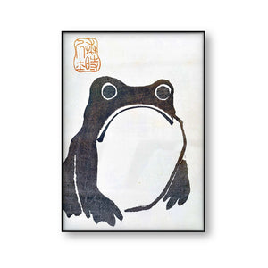 Antique Vintage Matsumoto Hoji Frog Poster Canvas Print Japanese Woodblock Print Ugly Toad Wabi Sabi Wall Art Canvas Painting