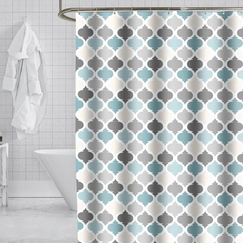 Cortinas de ducha impermeables, farol colorido, cortinas de baño grandes y anchas, cortina de moho para el baño con tejido de poliéster con 12 ganchos