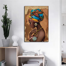 Laden Sie das Bild in den Galerie-Viewer, Afrika Wandkunst Leinwand Malerei Schwarze Frau Poster und Drucke Wandbilder für Wohnzimmer Dekoration Moderne Wohnkultur Cuadro