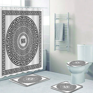 Rideaux de douche à clé ethnique grecque, rideau de salle de bain en Polyester imperméable, bordure méandre traditionnelle, ensemble de rideaux de bain, tapis, décor
