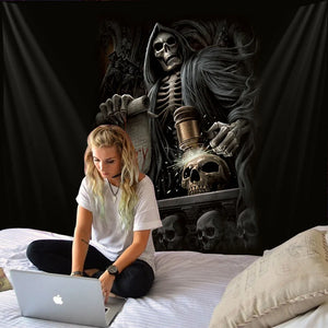 Tapisserie Terrorskull ist squelette juge voyou mal fantôme impression tapisserie douce et facile à entretenir décoration murale tissu suspendu