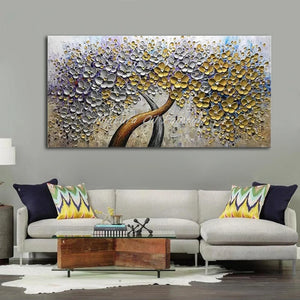 Mintura Art Handpainted Thick Texture Tree Flower Oil Painting On Canvas,Modern Abstract Wall Decorative Picture For Living Room