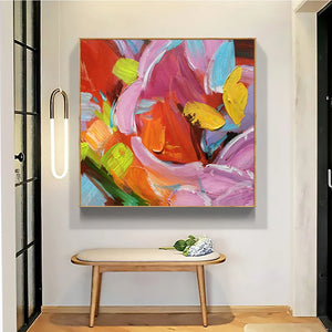 Hand Painted Colorful Abstract Oil Painting, Thick Textured Canvas Oil Painting, Contemporary Abstract Wall Art for Home Decor,