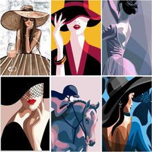 Cargar imagen en el visor de la galería, Gatyztory-pintura al óleo DIY de mujer abstracta, manualidades navideñas pintadas a mano para adultos, pintura por lienzo con números, kits de pintura, imagen H