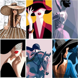 Gatyztory-pintura al óleo DIY de mujer abstracta, manualidades navideñas pintadas a mano para adultos, pintura por lienzo con números, kits de pintura, imagen H