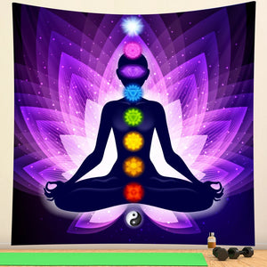 Arazzo indiano per la meditazione del Buddha, chakra, decorazione da parete, arazzo mandala, stregoneria, bohémien, hippie, decorazione per la casa, tappetino yoga