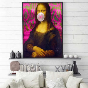 Póster de estilo nórdico Mona Lisa de chicle blanco, arte de pared, impresiones en lienzo, pintura, imágenes modulares, decoración moderna para el hogar para sala de estar