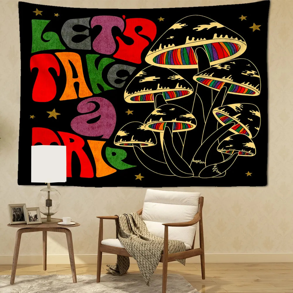 Psychedelischer Pilz Wandteppich Wandbehang Böhmische Hexerei Mädchen Schlafsaal Ästhetik Zimmer Home Decor