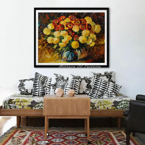 Hand-Painted Thick Bottle Flowers Oil Painting On Canvas,Modern Abstract Still Life Wall Art,Picture For Living Room,Home Decor