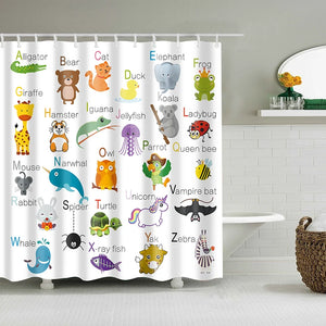 Cat Printed Shower Curtain Cartoon Animal Bath Curtains Bathroom For Bathtub Bathing Cover Shower Curtains with 12 PCS Hooks