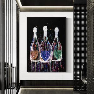 Pintura en lienzo de botella de champán, carteles artísticos Pop coloridos e impresiones, arte de pared nórdico, Cuadro en lienzo, imágenes, decoración moderna para habitación