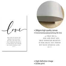 Laden Sie das Bild in den Galerie-Viewer, Bibelvers-Poster und Drucke, Glaube, Hoffnung, Liebe, Wandkunstdruck, christliche Zitate, Leinwandgemälde, Wohnzimmer-Poster an der Wand