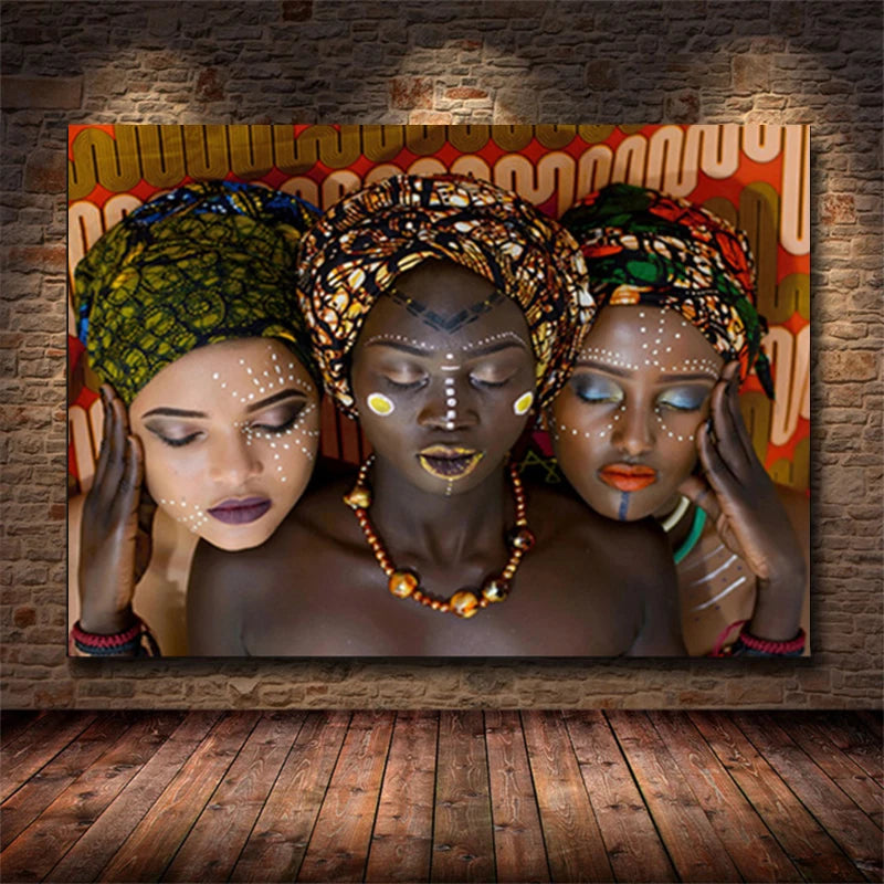 Toile de peinture traditionnelle africaine noire pour femmes noires, affiche imprimée de Style National, tableau d'art mural, décoration de salon, de maison, Cuadro