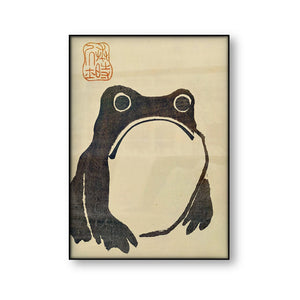 Antique Vintage Matsumoto Hoji Frog Poster Canvas Print Japanese Woodblock Print Ugly Toad Wabi Sabi Wall Art Canvas Painting