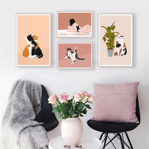 Regalos de gato cuadro sobre lienzo para pared carteles de gatos divertidos e impresiones imágenes artísticas de pared Vintage para decoración de Cuadros de cocina y sala de estar