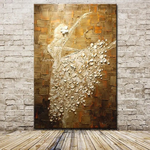 Mintura Handpainted Abstract Thick Texture Ballet Dancer Oil Painting On Canvas,Wall Art,Picture For Living Room,Home Decoration