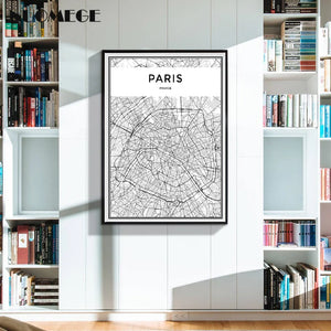 Mapa de ciudades del mundo en blanco y negro, arte de pared de Nueva York, Tokio, París, póster en lienzo, impresiones, pinturas de estilo nórdico, imagen para sala de estar