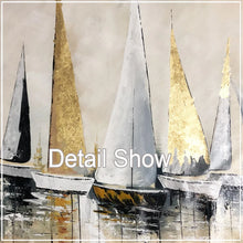 Carica l&#39;immagine nel visualizzatore della Galleria, Sea scenery sailing boats abstract painting for home wall decoration Hand drawn oil painting on canvas picture for living room
