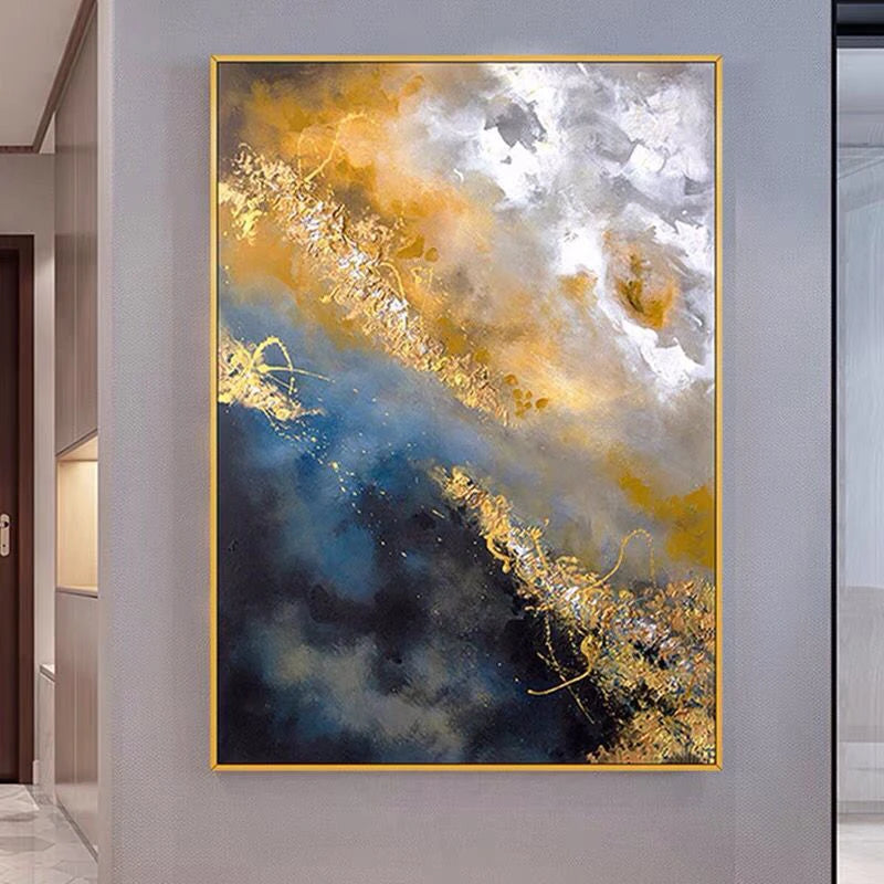 100% Handmade Golden Abstract Painting Modern Art Picture For Living Room Wall Pictures Modern Cuadros Canvas Art High Quality