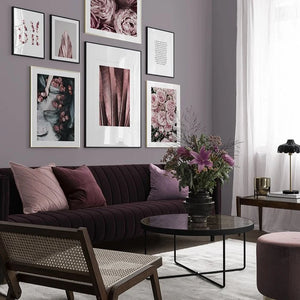 Póster de símbolo escandinavo de amor, rosa, flor, pluma, estilo nórdico, arte de pared, pintura impresa en lienzo, decoración moderna para sala de estar