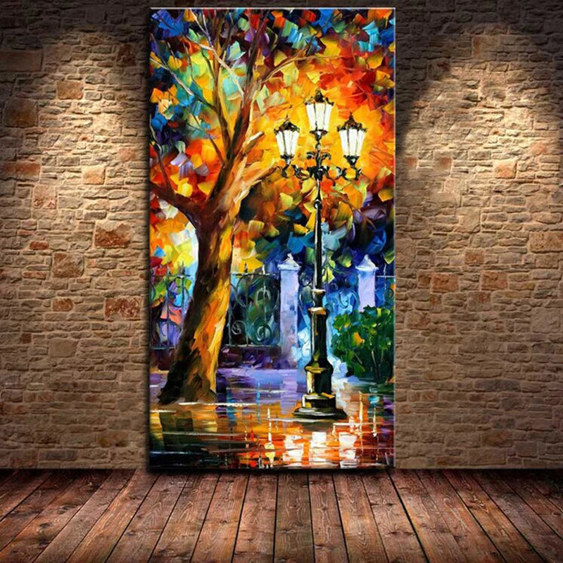 Mintura Large Handmade Abstract Wall Art,Picture,Rain Tree Road Thick Texture Oil Painting On Canvas,Modern Room,Home Decoration