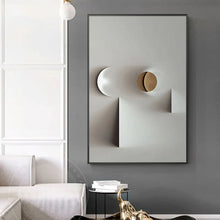 Carica l&#39;immagine nel visualizzatore della Galleria, Moderno astratto geometrico Wall Art Canvas Painting Nero Bianco Stile industriale Stampa poster Immagini a parete per la decorazione del soggiorno