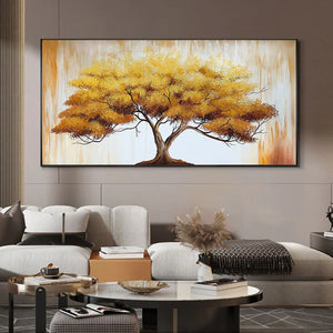 Big money tree picture for home wall decoration pure hand drawn acrylic oil painting on canvas poster for living room sofa decor