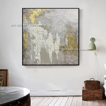 Carica l&#39;immagine nel visualizzatore della Galleria, L&#39;alta qualità dipinta a mano bianco grigio dorato immagine astratta moderna originale pittura a olio spessa disegno artistico su tela per la casa