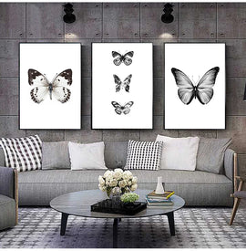 COLORFULBOY настенная живопись с принтом на холсте, черно-белая бабочка, плакат на скандинавскую тему, холст, настенные картины с животными для гостиной