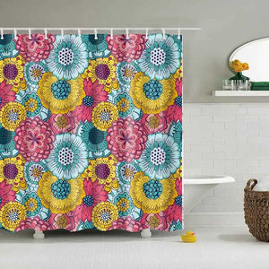 Rideau de douche Mandala indien, imprimé de fleurs, rideaux de salle de bains géométriques bohème, tenture murale de douche, rideaux de douche géométriques