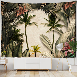 Tapiz de planta de paisaje King Palm, colgante de pared Tropical psicodélico Simple Natural, estética, decoración del hogar para dormitorio