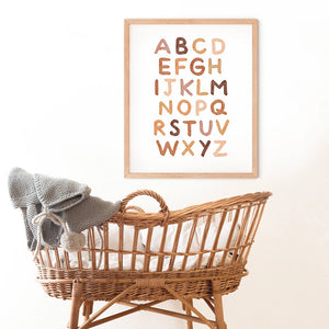 Boho Nursery ABC Alphabet Poster Wall Art Canvas Painting Print Playroom Pictures New Baby Girls Gift Kids Room Home Decoration