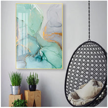 Cargar imagen en el visor de la galería, Cuadros de decoración geométrica para el hogar, sin marco, patrón de piedra verde abstracto, pintura de lienzo nórdico, Cuadros de pared