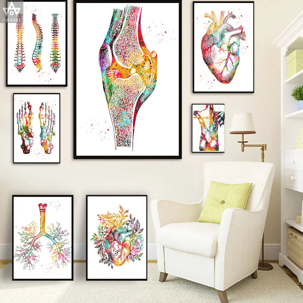 Human Anatomy Muscles System Wall Art Canvas Painting Posters And Prints Body Map Wall Pictures Medical Education Home Decor