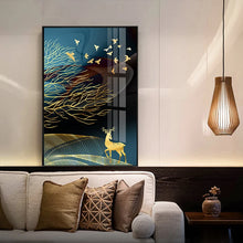 Load image into Gallery viewer, Golden Abstract Deer Tree Bird Wall Art Canvas Painting Nordic Posters and Prints Decorative Pictures for living Room Home Decor