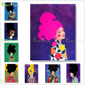 Красочные волосы девушки, настенная живопись на холсте, винтажный постер принцессы на скандинавскую тему, настенные панно Cuadros для декора гостиной без рамы