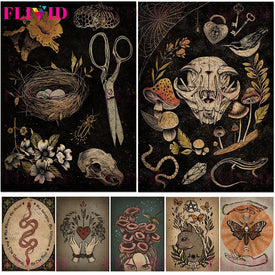 Vintage Strega Europea Wall Art Canvas Painting Woodland Witchcraft Nordic Poster e stampe Wall Picture Decor Senza cornice