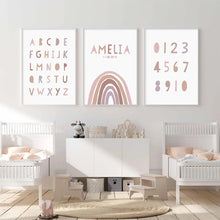 Carica l&#39;immagine nel visualizzatore della Galleria, Nome personalizzato del bambino Data di nascita Arcobaleno Nursery Wall Art Canvas Painting Poster Stampa immagini Regalo per la cameretta del bambino Home Decor