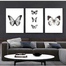 Load image into Gallery viewer, COLORFULBOY Wall Art Print Canvas Painting Black White Butterfly Nordic Poster Canvas Art Animal Wall Pictures For Living Room
