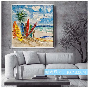 Decoracion hogar moderno beautiful scenery wall painting thick oil Hand drawn abstarct sea landscape canvas picture for bedroom