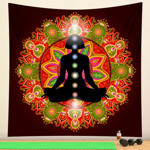 Tapiz de chakra de meditación de Buda indio, decoración de pared, tapiz de Mandala, brujería, Hippie bohemio, decoración del hogar, estera de yoga