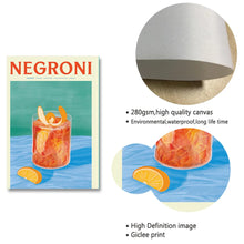 Загрузите изображение в программу просмотра галереи, Мультфильм фруктовый сок Aperol Spritz постеры и принт Сангрия напиток негрони холст живопись клуб бар магазин украшения дома подарки
