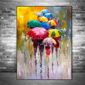 Abstract Portrait Oil Paintings Print On Canvas Art Prints Girl Holding An Umbrella Wall Art Pictures Home Wall Decoration